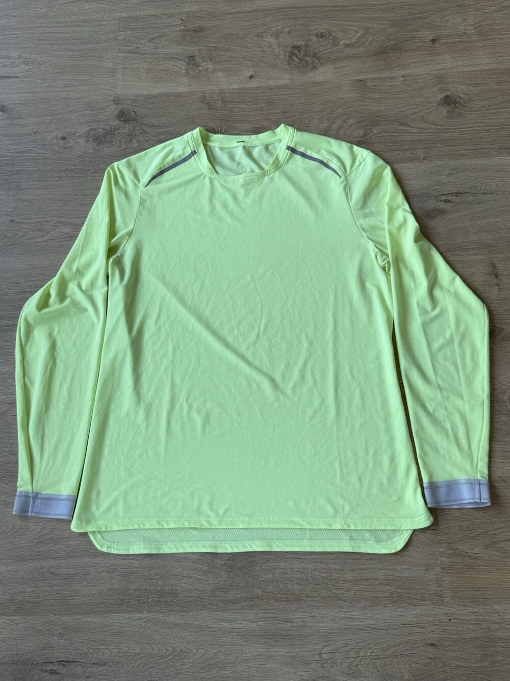 Lululemon Fast Free Long Sleeve Reflective FZAP Faded Zap Neon Men L Yellow